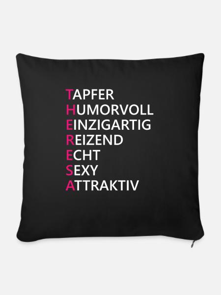 Theresa Name Geschenk - Sofakissenbezug 45 x 45 cm - Schwarz