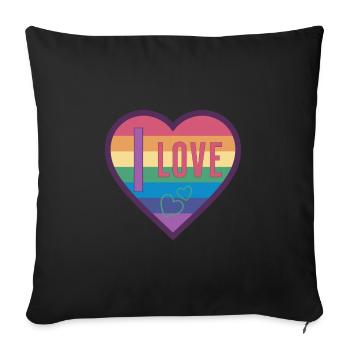 coeur coloré arc-en-ciel unisexe amour pour tout le monde - Housse de coussin décorative 45 x 45 cm - noir - Devant