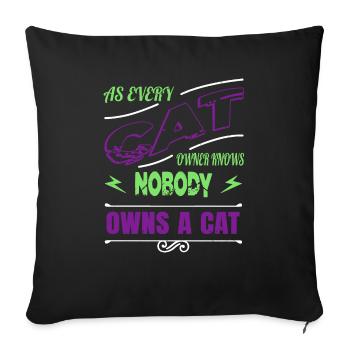 present idea business cat tshirts animal lover - Sofa pillowcase 17,3'' x 17,3'' (45 x 45 cm) - black - Front