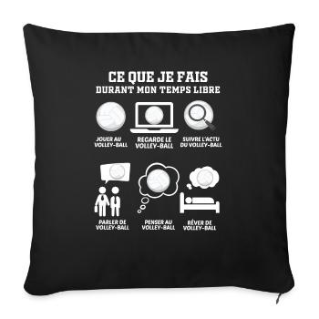 Cadeau pour fans de volley-ball et de beach-volley - Housse de coussin décorative 45 x 45 cm - noir - Devant