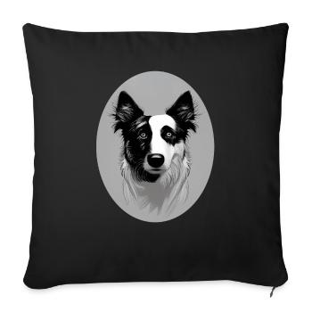 Border Collie black-white oval - Sofa pillowcase 17,3'' x 17,3'' (45 x 45 cm) - black - Front