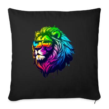 Lion à lunette - Housse de coussin décorative 45 x 45 cm - noir - Devant