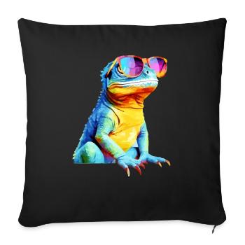 Hacko the spectacled lizard - Sofa pillowcase 17,3'' x 17,3'' (45 x 45 cm) - black - Front