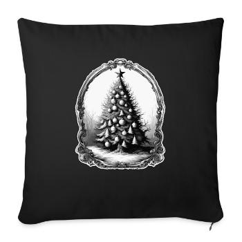 Sapin de Noël / sapin / boules de Noël / étoile - Housse de coussin décorative 45 x 45 cm - noir - Devant