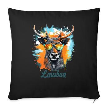 Hirsch Lausbua Kunst Krafttier Dorffest - Sofakissenbezug 45 x 45 cm - Schwarz - Vorne