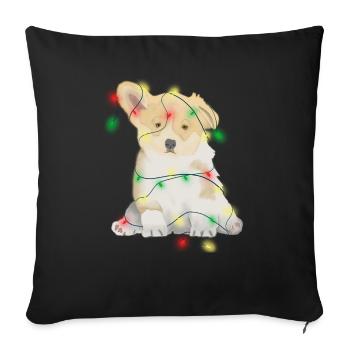 Christmas funny dog - Sofa pillowcase 17,3'' x 17,3'' (45 x 45 cm) - black - Front