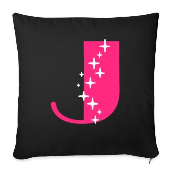 Lettre J Paillettes - Housse de coussin décorative 45 x 45 cm - noir - Devant