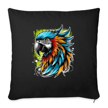 Perroquet street art - Housse de coussin décorative 45 x 45 cm - noir - Devant