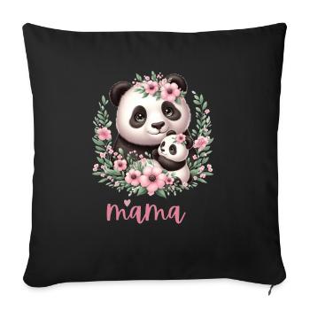 Panda Lover I Maman Panda Et Cub Fête Des Mères - Housse de coussin décorative 45 x 45 cm - noir - Devant