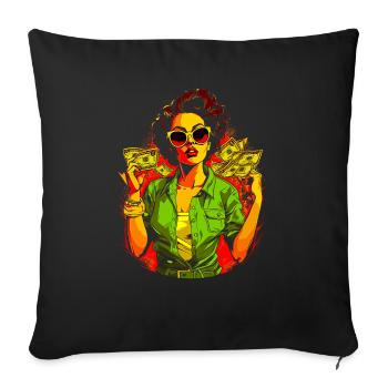 Belle femme peinture art visage femme colorée - Housse de coussin décorative 45 x 45 cm - noir - Devant
