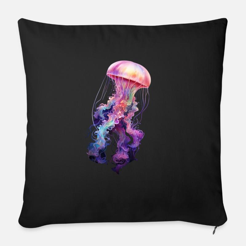 Qualle Geschenk - Sofakissenbezug 45 x 45 cm - Schwarz