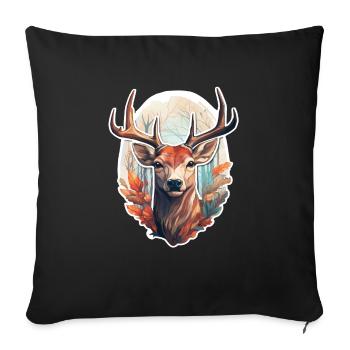 Tête de cerf - Housse de coussin décorative 45 x 45 cm - noir - Devant