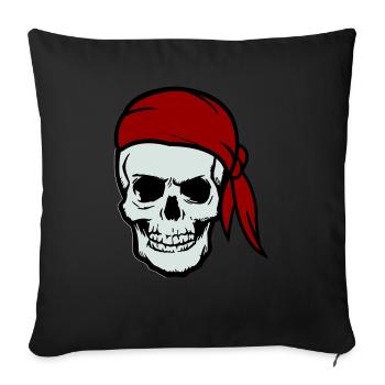 crâne pirate - Housse de coussin décorative 45 x 45 cm - noir - Devant