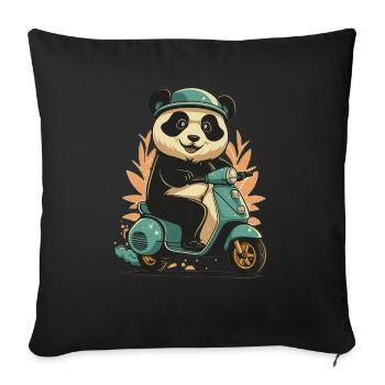 panda scooter - Housse de coussin décorative 45 x 45 cm - noir - Devant