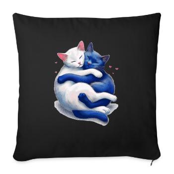 Les chats se câlinent les uns les autres - Housse de coussin décorative 45 x 45 cm - noir - Devant