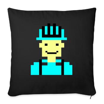 Ouvrier du bâtiment Pixel 01 - Housse de coussin décorative 45 x 45 cm - noir - Devant