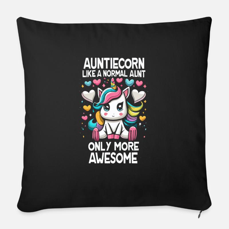 Auntiecorn Tante Einhorn - Sofakissenbezug 45 x 45 cm - Schwarz