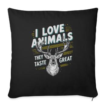 Love of animals with taste – For passionate hunters - Sofa pillowcase 17,3'' x 17,3'' (45 x 45 cm) - black - Front