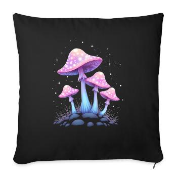 Magic Mushrooms - Mystical Forest Art - Sofa pillowcase 17,3'' x 17,3'' (45 x 45 cm) - black - Front