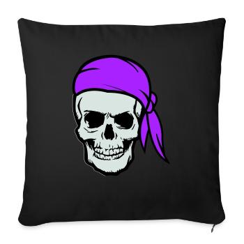 crâne pirate - Housse de coussin décorative 45 x 45 cm - noir - Devant