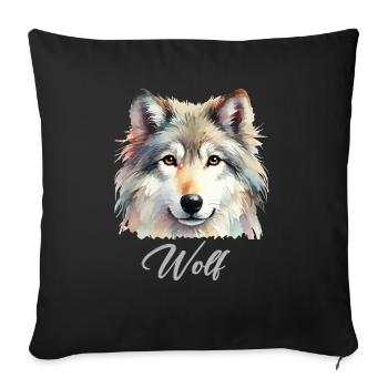 wolf - Sofa pillowcase 17,3'' x 17,3'' (45 x 45 cm) - black - Front