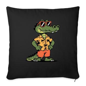 Alligator Funny Summer - Sofa pillowcase 17,3'' x 17,3'' (45 x 45 cm) - black - Front