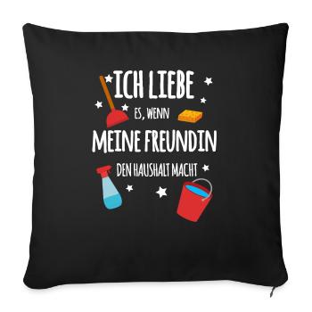 Freund und Freundin Haushalt - Sofakissenbezug 45 x 45 cm - Schwarz - Vorne