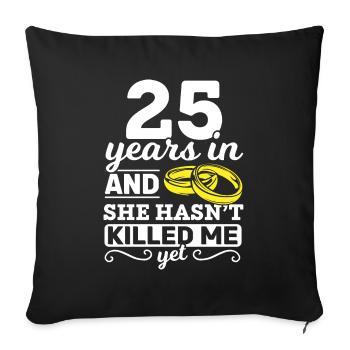 25 ans 25 anniversaire mariage cadeau - Housse de coussin décorative 45 x 45 cm - noir - Devant