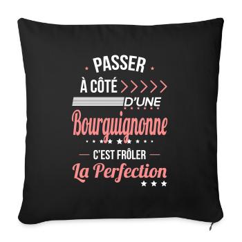 Bourguignonne - Frôler la perfection - Bourgogne - Housse de coussin décorative 45 x 45 cm - noir - Devant