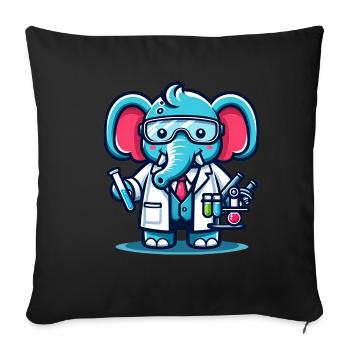 Scientifique éléphant mignon - Housse de coussin décorative 45 x 45 cm - noir - Devant