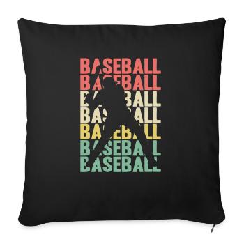 Baseball joueur vintage rétro baseball cadeau - Housse de coussin décorative 45 x 45 cm - noir - Devant