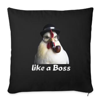 Coq Boss - Housse de coussin décorative 45 x 45 cm - noir - Devant
