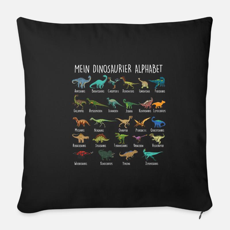 Jungs Dinosaurier Alphabet mit Dino Arten Kinder - Sofakissenbezug 45 x 45 cm - Schwarz