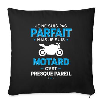Je ne suis pas parfait mais je suis motard - Housse de coussin décorative 45 x 45 cm - noir - Devant