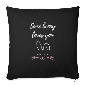 un lapin t’aime Cadeau - Housse de coussin décorative 45 x 45 cm - noir - Devant