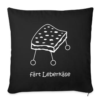 färt Leberkäse, Pferdeleberkäse, Pferd mit Rädern - Sofakissenbezug 45 x 45 cm - Schwarz - Vorne