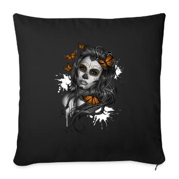 Day of the Dead Sugar Skull Girl - Sofa pillowcase 17,3'' x 17,3'' (45 x 45 cm) - black - Front