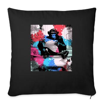 Affe, Graffiti, Badezimmer, Bad, Malerei, bunt - Sofakissenbezug 45 x 45 cm - Schwarz - Vorne