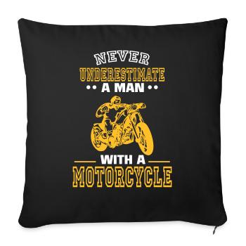SOUS-ESTIMEZ JAMAIS UN HOMME ET SA MOTO. - Housse de coussin décorative 45 x 45 cm - noir - Devant