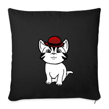Gentleman Mister Cat Kitten Sir Cat Meow - Sofa pillowcase 17,3'' x 17,3'' (45 x 45 cm) - black - Front