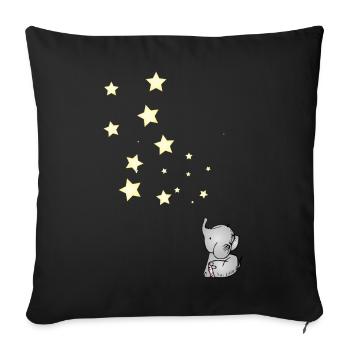 Lea sous la pluie d'étoiles | Éléphanteau - Housse de coussin décorative 45 x 45 cm - noir - Devant