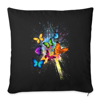 Schmetterling Butterfly Tier Animal Color Splash - Sofa pillowcase 17,3'' x 17,3'' (45 x 45 cm) - black - Front