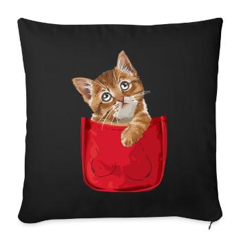 Chat dans la poche de poitrine Drôle de chat - Housse de coussin décorative 45 x 45 cm - noir - Devant