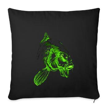 carp, karpfen, karpfenangeln - Sofakissenbezug 45 x 45 cm - Schwarz - Vorne
