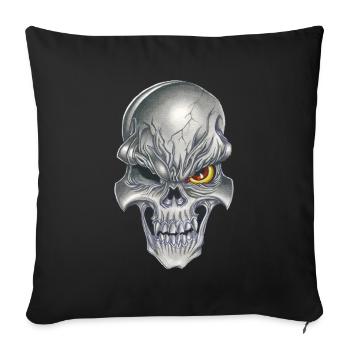 tête de mort hardcore crâne - Housse de coussin décorative 45 x 45 cm - noir - Devant