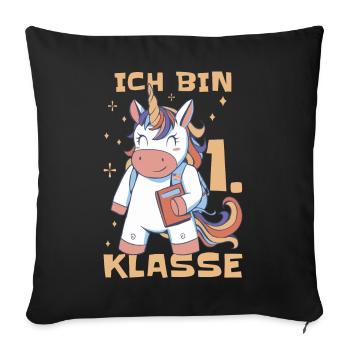 Kitaabgänger Schulkind Einschulung Grundschule - Sofakissenbezug 45 x 45 cm - Schwarz - Vorne