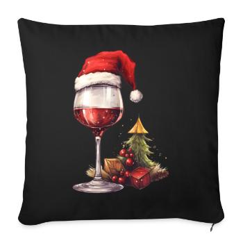 Conception de Noël drôle d’amateur de vin - Housse de coussin décorative 45 x 45 cm - noir - Devant