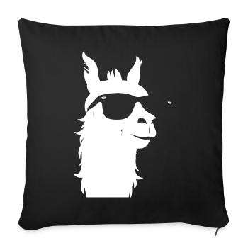 Lustiges Lama mit Sonnenbrille Coole Lamas - Sofakissenbezug 45 x 45 cm - Schwarz - Vorne