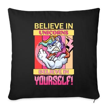 Licorne Foi Motivation Positif Succès Magique - Housse de coussin décorative 45 x 45 cm - noir - Devant