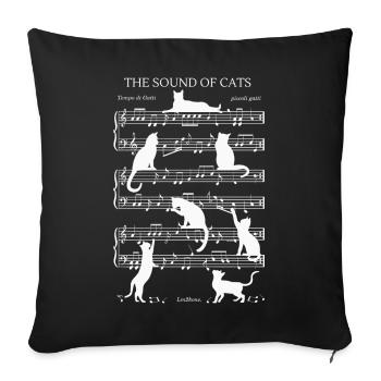 Chats musical notes - thème blanc - Housse de coussin décorative 45 x 45 cm - noir - Devant